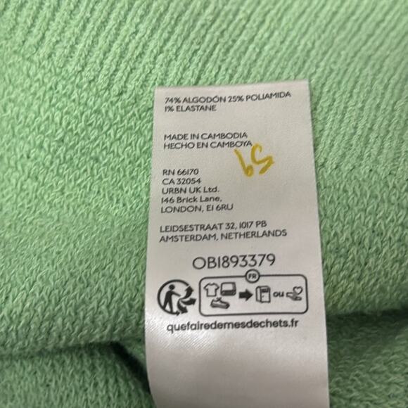 Free People Off The Shoulder Sweater Lime Green Asymmetrical Neck Size XS Y2K - Picture 9 of 9